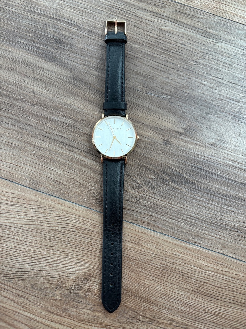 Rosefield Watch with Black Leather Strap
